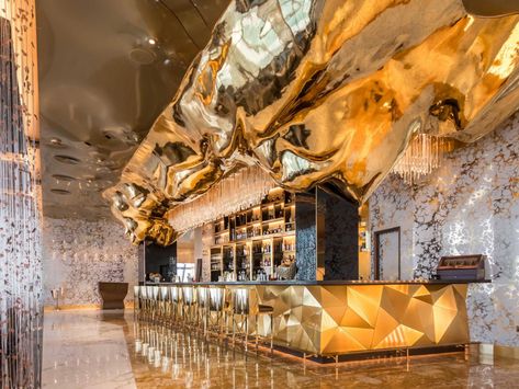 AAID - Allen Architecture Interior Design - Best Restaurant Decoration Home Bar Counter, Bar Counter Design, Club Furniture, Restaurant Bars, Hospitality Lighting, Wine Company, Nightclub Design, Food And Beverage Industry, Bar Interior Design