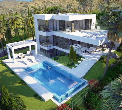 Luxury Houses Mansions, Dream Mansion, Modern Villa Design, Dream Life House, Building House Plans Designs, Architectural Design House Plans, Modern Mansion, Beach House Design, Mansions Luxury