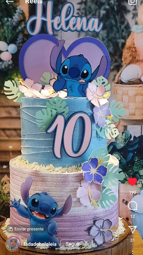 Disney Stitch Cake Ideas, Stitch Birthday Cake Easy, Stitch Birthday Party Ideas Cake, Stitch And Angel Cupcakes, Stitch Bday Party Ideas, Lilo And Stitch Cakes, Pastel Lilo Y Stitch, Lilo Birthday Party, Lilo And Stitch Birthday Party Cake