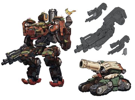 Bastion Concept from Overwatch Overwatch Robot, Halo 2 Concept Art, Overwatch Concept Art Skins, Halo Covenant Concept Art, Halo Wars 2 Concept Art, Overwatch Bastion, Overwatch Hero Concepts, Halo Wars, Beast Machines