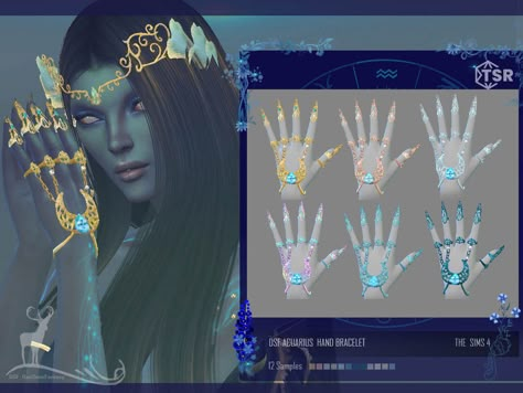 The Sims Resource - ACUARIUS HAND BRACELET Sims 4 Cc Water Nymph, Sims 4 Corpse Bride, Sims 4 Mermaid Dress, Sims4 Mermaid Cc, Sims 4 Mermaid Cc, Los Sims 4 Mods, Cc Furniture, Mermaid Accessories, Sims 4 Traits