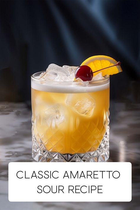 Amaretto Sour Drink, Disaronno Drinks, Amaretto Sour Recipe, Amaretto Recipe, Amaretto Drinks, Amaretto Sour Cocktail, Sour Cocktails, Bbq Drinks, Sour Drink