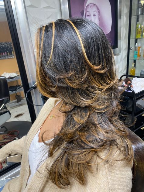 Layered long hair, balayage Wild Layered Hair, Dipped Layered Ends, Frosted Tips Long Hair, Wolf Cut On Long Hair, Extreme Layered Hair, Frosted Tips Women Hair, Long Layered Wolf Cut, Heavily Layered Hair, Balayage Layered Hair