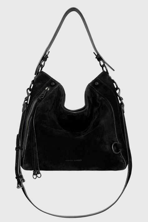 Black Shellac, Rebecca Minkoff Handbags, Matte Black Hardware, Leather Outerwear, Womens Designer Handbags, Shoe Size Conversion, Pocket Bag, Black Hardware, Soft Suede