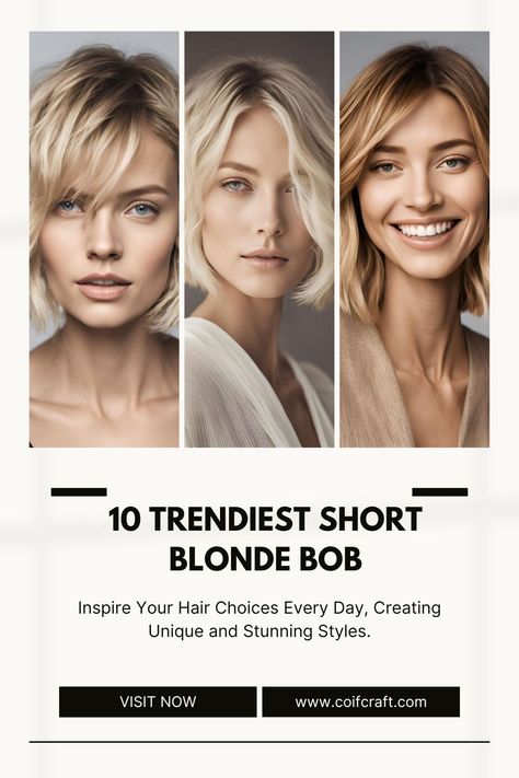 10 Trendiest Short Blonde Bob Ideas Right Now 23 Short Blonde Bob Hairstyles, White Blonde Bob, Blonde Peekaboo Highlights, Short Blonde Bob, Bangs And Glasses, Asymmetrical Bob Short, Very Short Pixie Cuts, Bob Ideas, Blonde Bob Haircut