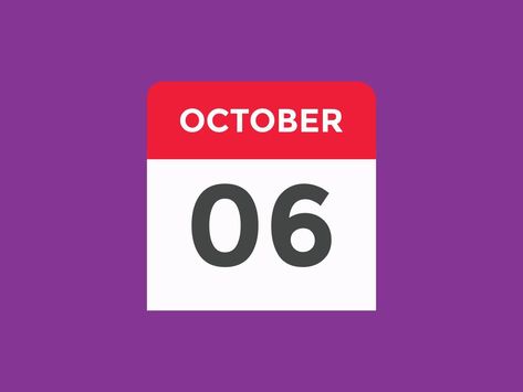 October Daily, 6th October, Icon Template, Calendar Reminder, Calendar Icon, Daily Calendar, Dota 2, Design Template, Icon Design