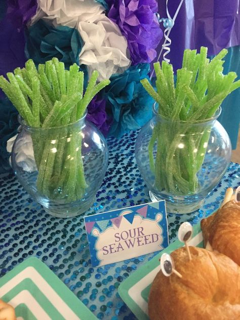 Atlantis Birthday Party, Under The Sea Birthday Party For Adults, Ocean Themed Snacks Under The Sea, Mermaid Taco Bar, Deep Sea Theme Party, Marine Biology Birthday Theme, Snacks For Mermaid Birthday Party, Diy Sea Party Decorations, Under The Sea Party Theme Decoration