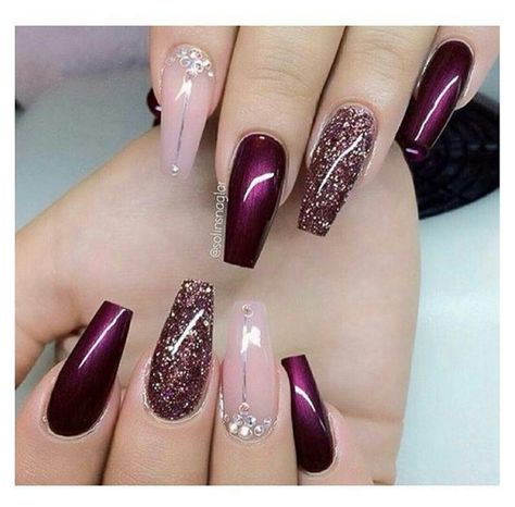 Maroon Nail Designs, Burgundy Nail Art, Burgundy Acrylic Nails, Burgundy Nail Designs, Hoco Nails, Wine Nails, Coffin Nails Matte, Maroon Nails, Classy Nail Designs