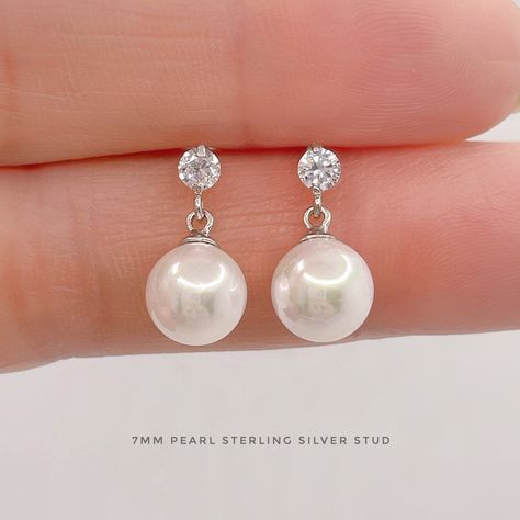 Silver Bridesmaid Earrings, Pearl Jewellry, Big Pearl Earrings, Square Crystal Earrings, Silver Bridesmaid, Cross Earrings Studs, Earrings Big, Big Pearl, Pearl And Diamond Earrings