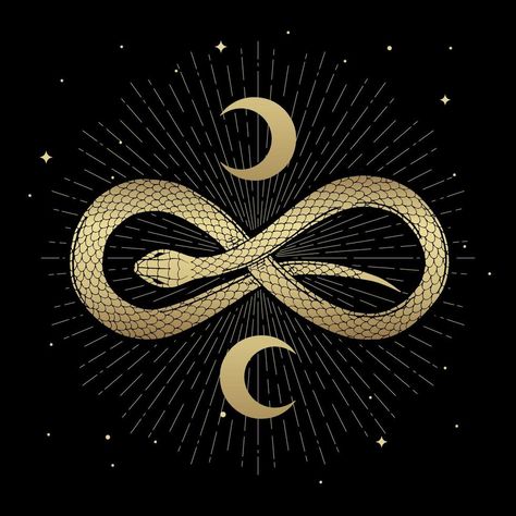 Snake Symbolism, Infinity Snake, Snake Symbol, Raven Artwork, Snake Gift, Snake Logo, Moon Symbols, Snake Art, Dream Symbols