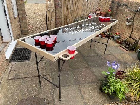 Bar Games Diy, Giant Beer Pong Diy Yard Games, Yard Beer Pong, Beergarden Table, Pool Beer Pong, Beer Games, Pub Games, Homemade Beer, Beer Pong Tables