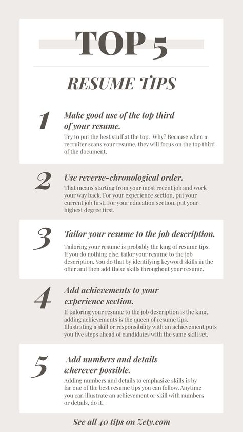 40 Best Resume Tips & Tricks 2020: Writing Advice & Samples #zety #resumetemplate #coverletter #resumedesign #resumeexamples #resumetips #resumeexamplesforjobs #resume #resumelayout #resumewriting #resumeformat #perfectresume #bestresume Cv Tips Professional Cv, Good Cv Example, Cv Advice, Cv Writing Tips, Job Application Cover Letter, Best Cv, Cv Tips, Cv Writing, Resume Advice