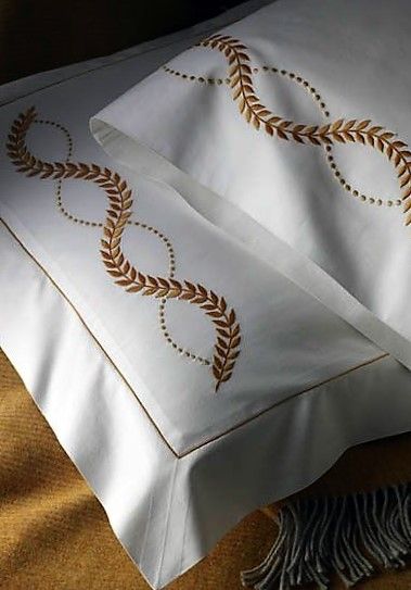 Embroidery Blanket, Bed Cover Design, Embroidered Bedding, Bed Linen Design, Laurel Leaves, Handwork Embroidery Design, Bed Linens, Bed Linens Luxury, Sewing Embroidery Designs