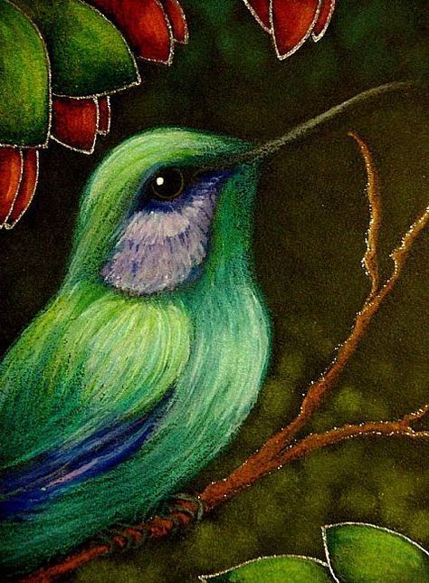 Green Nature Drawing, Dry Pastel Art, Love Birds Painting, Bird Painting Acrylic, Scratchboard Art, Hummingbird Painting, Soft Pastel Art, Colored Pencil Artwork, Blue Owl