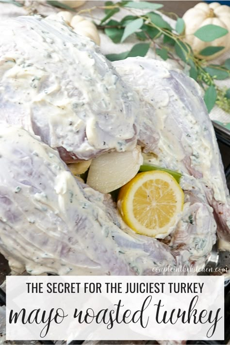 Oven Roast Turkey, Oven Bag Turkey Recipes, Moist Turkey Recipes Mayo, Turkey Basting Recipes Butter, Turkey Recipes Mayonaise, Mayonaise Basted Turkey, Turkey With Mayonnaise, Mayonnaise Turkey Recipe, Turkey Baste Recipes