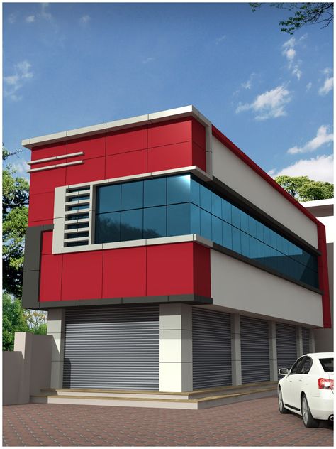 Front Elevation Commercial Building, Aluminium Cladding House Exterior, Acp Exterior Design, Acp Elevation Design For Shop, G+1 Shop Front Elevation, Comercial Building Elevation Design, Glass Elevation Commercial, Acp Cladding, Acp Sheet