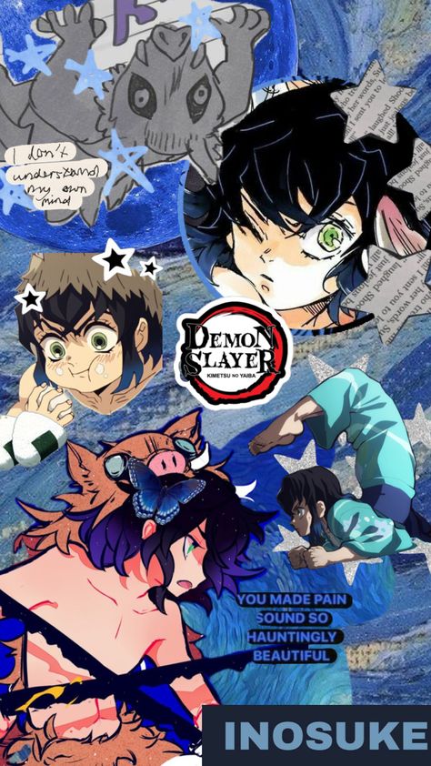 #inosuke #inosukehashibira #blue #demonslayer #kimetsunoyaiba #anime #wallpaper #collageart Banner Clip Art, Cute Anime Wallpaper, Screen Wallpaper, Lock Screen Wallpaper, Collage Art, Cartoon Characters, Demon Slayer, Anime Wallpaper, Naruto