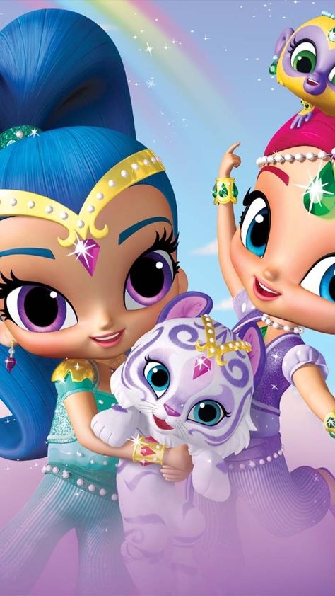 Shimmer And Shine Matching Pfp, Bratz Wallpaper Sasha, Barbie Princess Charm School Wallpaper, Shimmer And Shine Drawings, Shimmer And Shine Wallpaper, Unicorn Wallpaper Cute, Unicorn Wallpaper, Nick Jr, Shimmer N Shine