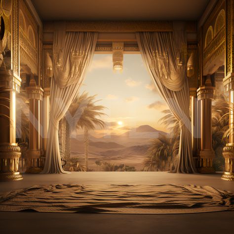 Art Work Background, Gold Vibes Aesthetic, Overlay Pictures, Palace Background, Desert Palace, Golden Backdrop, Backdrop Template, Desert Background, Golden Palace