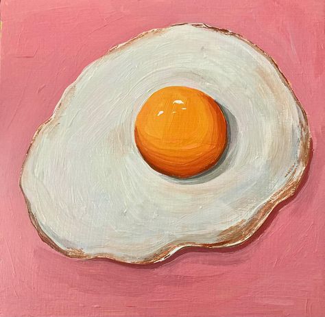 Egg Painting Easy, Food Paintings Acrylic, Food Painting Easy, Food Acrylic Painting, Food Painting Acrylic, Acrylic Egg Painting, Acrylic Painting Food, Dessert Acrylic Painting, Breakfast Painting Acrylic