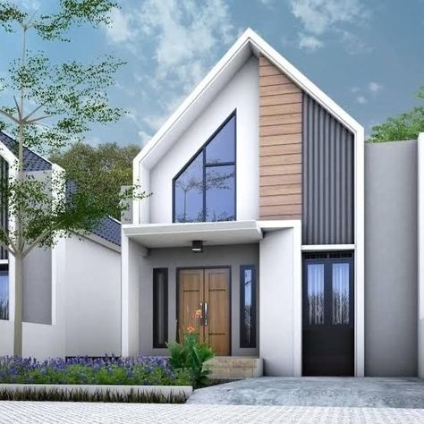 Skandinavian Houses Design Interior, Skandinavian Houses Design, Small Scandinavian House, Rumah Skandinavia, Rumah Mezzanine, Muji House Design, Scandinavian Facade, Tiny Home Floor Plan, Scandinavian House Exterior