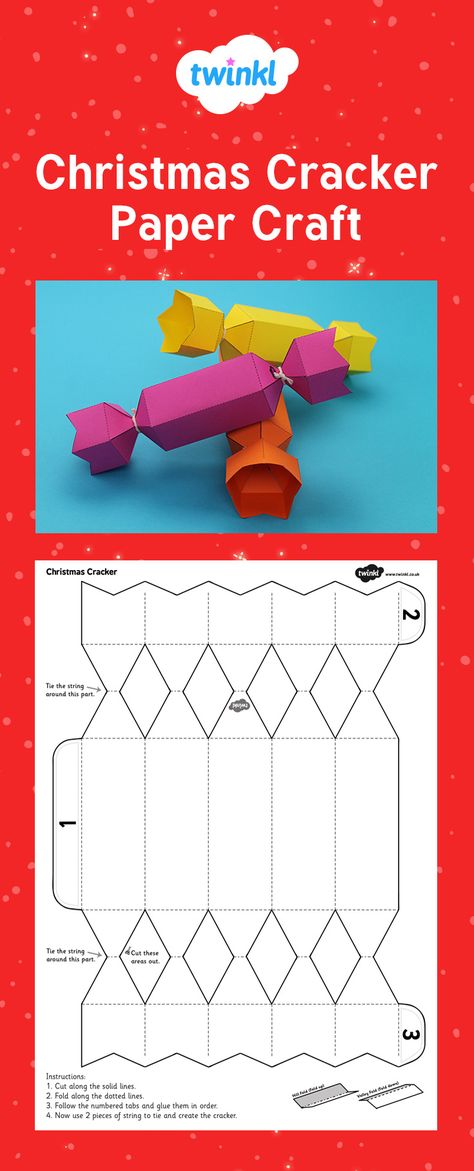 Christmas Cracker Paper Craft. Good to use for nets and 3D shapes Paper Craft Christmas, Diy Crackers, Make Your Own Crackers, Diy Christmas Crackers, Christmas Teaching, Christmas Cracker, Nut Cracker, Christmas Arts And Crafts, Classroom Display