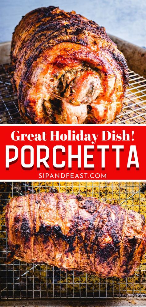 Porchetta Roast, Porchetta Recipes, Italian Beef Stew, Main Entree Recipes, Sip And Feast, Italian Pork, Christmas Meals, Pork Dinner, Roasted Pork