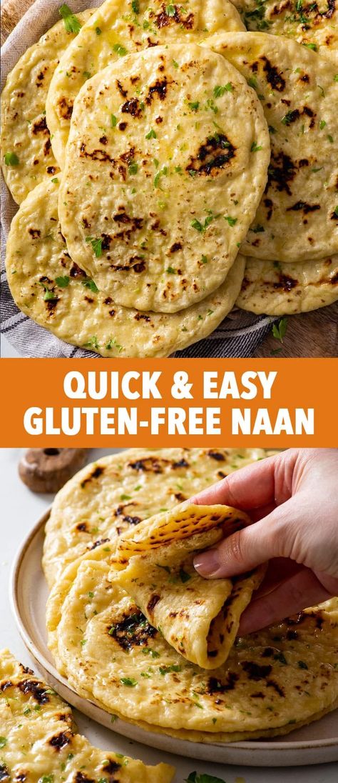 Pinterest image for gluten free naan bread. Naan Bread No Yeast, Gluten Free Naan Bread Recipe, Gluten Free Naan Recipe, Gluten Free Naan Bread, Gluten Free Pita Bread, Bread No Yeast, The Loopy Whisk, Loopy Whisk, Gluten Free Naan