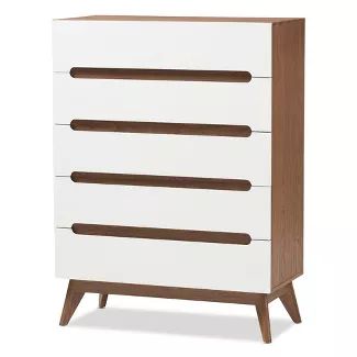 Dressers & Chests : Target Brown Chest Of Drawers, 5 Drawer Storage, Affordable Bedroom, Mid Century Modern Wood, Mid Century Dresser, White Chests, Wood Chest, Baxton Studio, Wood Console Table