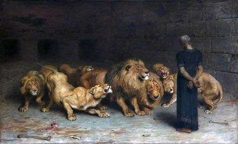 https://flic.kr/p/KheUvA | rivière, briton - Daniel in the Lion's Den | Briton Rivière  1840-1920  Engeland Daniel In The Lions Den, Daniel In The Lion's Den, Christian Imagery, Daniel And The Lions, Glasgow Museum, Lion's Den, Jesus Is My Savior, Lion Painting, Walker Art