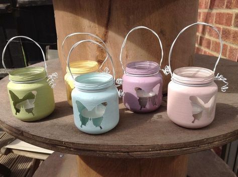 how to make mini lanterns using baby food jars , chalk paint, crafts, how to, repurposing upcycling Baby Jar Crafts, Baby Jars, Baby Food Jar Crafts, Paint Crafts, Mini Lanterns, Food Jars, Jar Lanterns, Baby Food Jars, Diy Lanterns