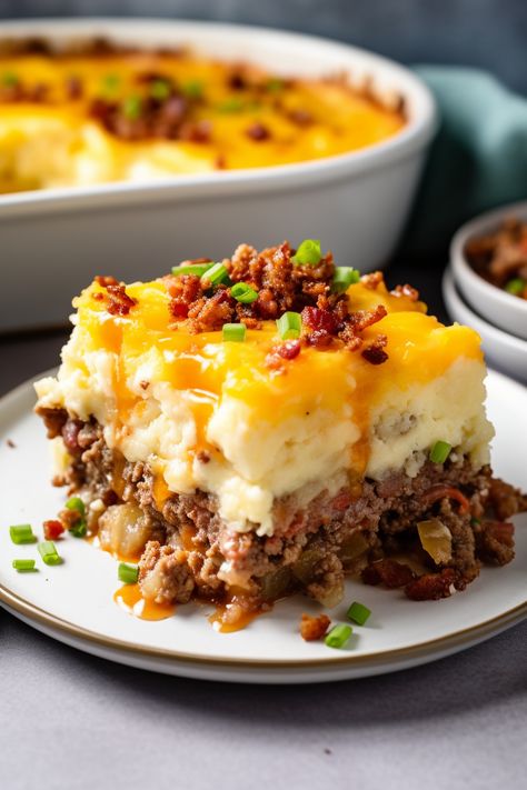 Loaded Potato and Meatloaf Casserole - That Oven Feelin Recipes Using Campbells Soup, Elegant Dinner Recipes Main Courses, Potlucks Dishes, Highest Rated Recipes On Pinterest, Hamburger Recipe Ideas, Restaurant Recipes Copycat, Loaded Meatloaf, Meatloaf Mini, Cowboy Dinner