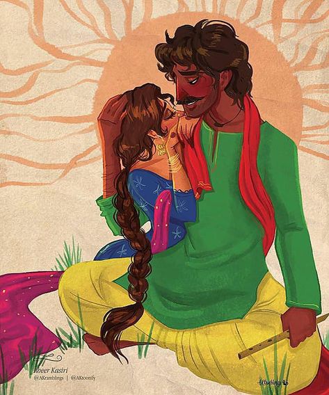 Sohni Mahiwal, Pakistani Architecture, Heer Ranjha, Bengali Fashion, Desi Art, Indian Illustration, South Asian Art, Indian Art Gallery, Indian Folk Art