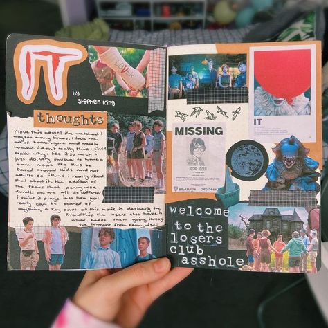 Movie Scrapbook Page Ideas, Kawaii Scrapbook Ideas, Movie Journal Aesthetic, Movie Scrapbook Ideas, Movie Review Journal Ideas, 90s Scrapbook Aesthetic, Film Journal Aesthetic, Movie Journal Page, Film Journal Ideas