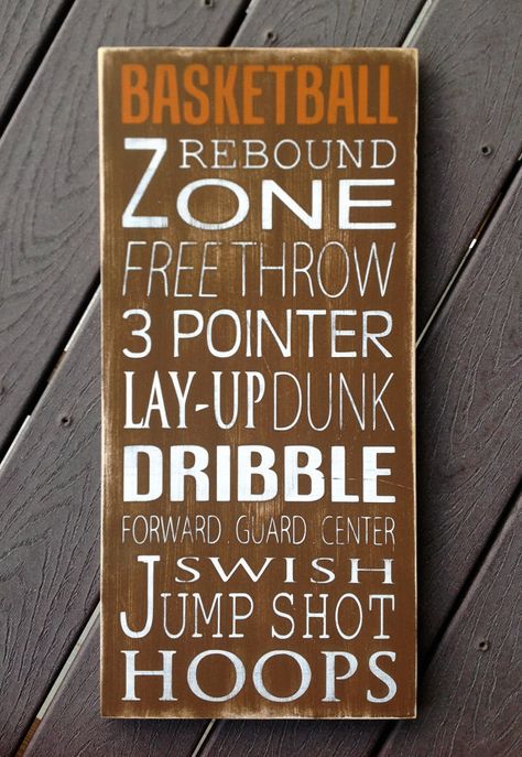 Basketball Typography Art Wood Sign - Subway Art - Childrens/Teen Wall Art Boys Basketball Bedroom, Boy Sports Bedroom, Basketball Bedroom, Teen Wall, Basketball Room, Teen Wall Art, Sport Bedroom, Basketball Theme, Boy Bedroom Design