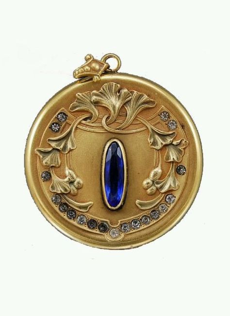 Art Nouveau Gold, Sapphire, Diamonds  Locket. Diamond Locket, Bijoux Art Nouveau, Antique Locket, Sapphire Earrings Studs, Sapphire Studs, Jewelry Lockets, Art Nouveau Design, Art Nouveau Jewelry, Art Deco Earrings