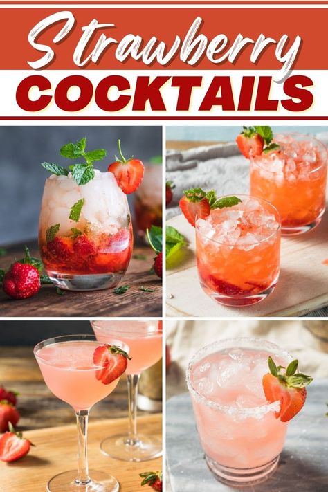 These fresh strawberry cocktails are the perfect way to wind down! From a gin smash to mojitos to bellinis, strawberries bring a sweet burst of flavor to these drinks. Strawberry Soda Cocktail, Gin And Strawberry Cocktail, Strawberry Schnapps Drinks, Fresh Strawberry Cocktail, Strawberry Cocktail Vodka, Easy Strawberry Cocktails, Vodka Strawberry Cocktail, Fresh Strawberry Cocktail Recipes, Strawberry Smash Cocktail