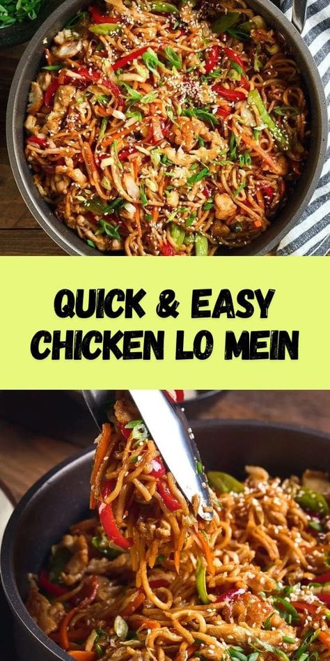 Elevate your weeknight dinners with this easy chicken lo mein recipe. Tender chicken and vibrant vegetables are stir-fried to perfection and tossed with flavorful lo mein noodles. The savory lo mein sauce ties it all together, creating an irresistible dish that's both quick and delicious. This chicken stir fry is perfect for when you're craving a classic takeout favorite, but made right at home! Chicken Lo Mein Recipe Using Ramen Noodles, Turkey Lo Mein, Chicken Vegetable Lo Mein Recipe, Orange Chicken And Lo Mein Recipe, Chicken Lo Mein Recipe Blackstone, Best Chicken Lo Mein Recipe, Chicken Broccoli Lo Mein, Lo Mein Recipe With Ramen Noodles, House Lo Mein Recipe