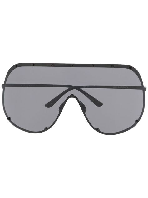 Luxury Silver Shield Sunglasses, Futuristic Outdoor Shield Sunglasses With Anti-reflective, Rick Owens Shield Sunglasses, Luxury White Anti-reflective Shield Sunglasses, Futuristic Sunglasses, Silver Rimless Anti-reflective Shield Sunglasses, Visor Sunglasses, Prada Eyewear, Black Friday Promotions