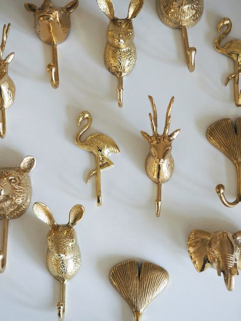 Brass Hook / Wall Hook / Nursery Hook / Gold Homewares / Animal Head Hook / Decorative Hook / Safari Decor / Gold Details / Home Accents - Etsy Animal Heads On Wall, Safari Bathroom, Safari Decor, Wall Planters Indoor, Animal Hooks, Brass Wall Hook, Led Lighting Bedroom, Brass Animals, Safari Decorations