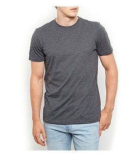 Dark Grey Basic Crew Neck T-Shirt  | New Look Dark Grey T Shirt Outfit, Gray T Shirt Outfit, Shirt Outfit Men, T Shirt Outfit, Spring Outfits Men, Men Fashion Casual Outfits, Outfits Men, Tshirt Outfits, Clothes Ideas