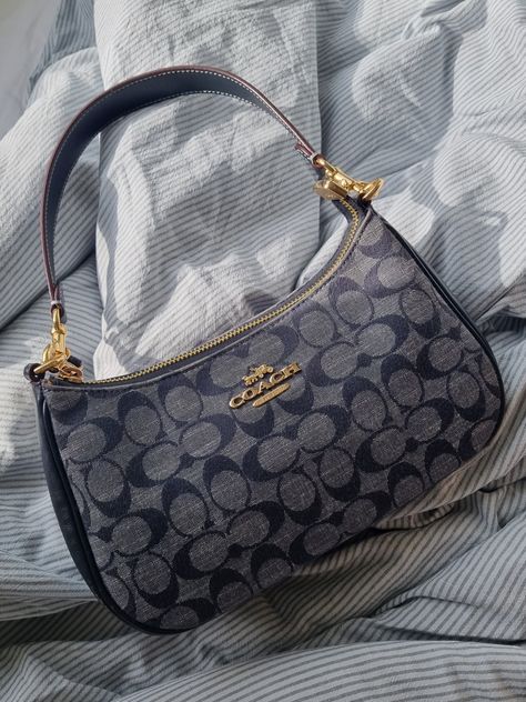 Coach Blue Shoulder Bag, Coach Penn Shoulder Bag, Coach Terri Shoulder Bag, Dream Purse, Coach Teri Shoulder Bag, Shoulder Bag Aesthetic, Purses Coach, Dream Bags, Luxury Bags Collection