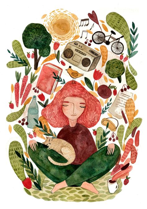 High quality digital print of an illustration "Healthy life" on recycled paper, 240g.  The original painting is done with watercolours.  The illustration will be packaged in a protective sleeve together with strong carton so it would arrive to you in good condition. Please be aware that the colors of the art print may fade or change when exposed to direct sunlight, so it's recommended to protect it with a frame for long-lasting preservation. Customised prints/artworks are also available, please contact me for more information! A3 Size, Life Art, Recycled Paper, Healthy Life, Printed Items, Original Paintings, Portugal, Recycling, Display Homes