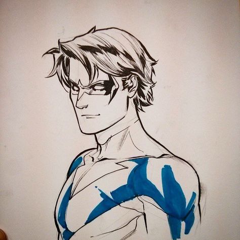 NightWing Nightwing And Starfire, Univers Dc, Arte Dc Comics, Comic Drawing, Batman Family, Batman Robin, Young Justice, Metroid, Bat Family