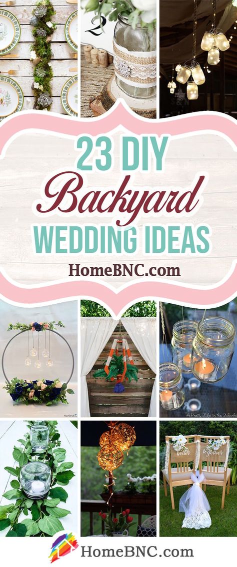 Best DIY Backyard Wedding Ideas - From seating to lighting and banners, there are numerous ways you can approach this too. If you need some extra guidance, you can check out the list of our favorite homemade wedding ideas. Outside Wedding Decorations Summer, Cute Backyard Wedding Ideas, Easy Backyard Wedding Ideas, Diy Backyard Wedding Decorations, Small Simple Wedding Ideas, Outdoor Wedding Seating Ideas, Kourtney Wedding, Simple Backyard Wedding, Home Wedding Ideas