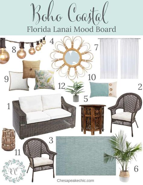 Decorating A Florida Lanai, Outdoor Lanai Decor, Florida Boho Home, Florida Style Decor, Lanai Decorating Ideas Florida Tropical Plants, Lanai Ideas Florida, Florida Decorating Ideas Interiors, Outdoor Lanai Ideas, Small Lanai Decorating Ideas Florida