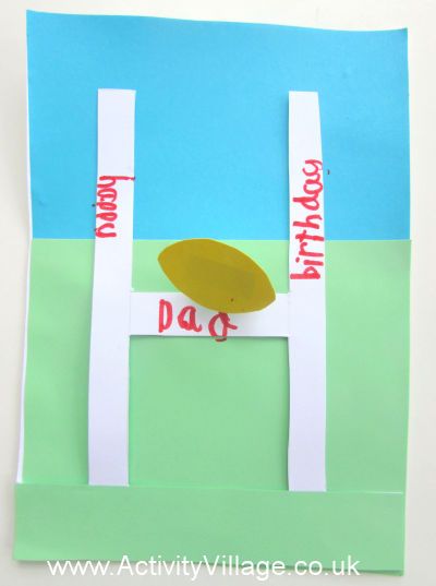 Rugby Posts Card Rugby Art, Coloured Pens, Sports Activities For Kids, Rugby Kids, Shirt Card, Coloured Paper, Rugby Ball, Fabric Cards, World Days