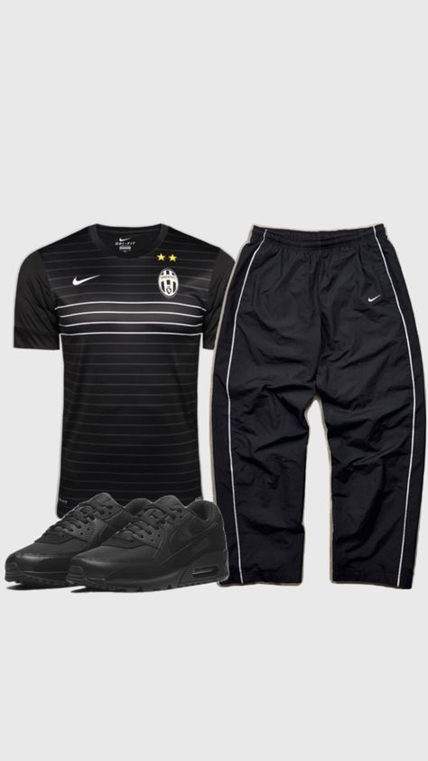 Juventus jersey with vintage Nike trackpants and the iconic Nike Air Max 90. This timeless blend of football heritage and streetwear vibes is perfect for any casual day. Elevate your game with this effortlessly cool look that fuses sport and fashion. #Juventus #VintageNike #AirMax90 #Streetwear #SportyStyle” Juventus Jersey, Football Heritage, Nike Trackpants, Mens Wear, Nike Air Max 90, Sporty Style, Juventus, Vintage Nike, Track Pants