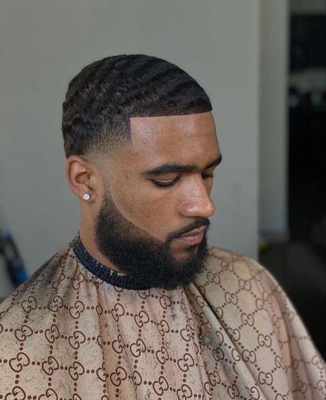 Mid Taper, Black Man Haircut Fade, 360 Waves Hair, Waves Hairstyle Men, Black Men Beard Styles, Mid Fade Haircut, Black Boys Haircuts, Black Hair Cuts, Waves Haircut