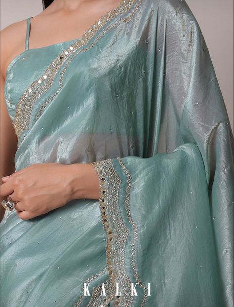 Sarees Collection Latest, Pista Colour Saree, Pista Color Saree, Pastel Color Saree, Pastel Colour Saree, Farewell Aesthetic, Pastel Sarees, Saree With Hijab, Pastel Saree